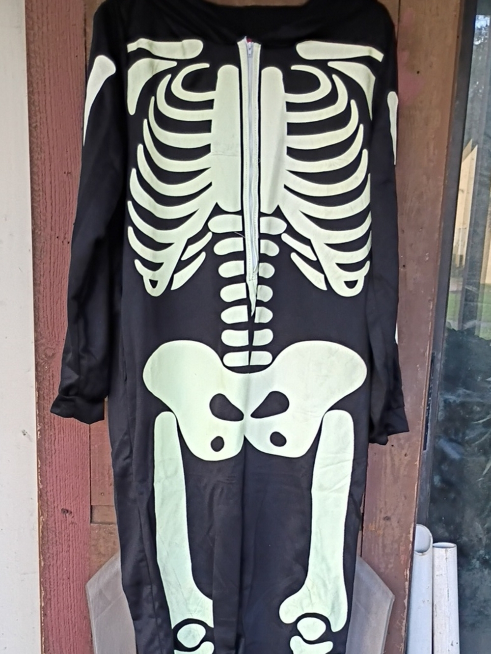 Adults Glow Skeleton One-Piece Costume - Black